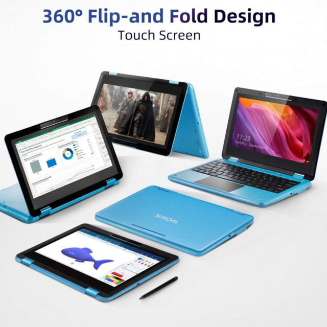 Ordinateur Portable Tactile 11.6" - Celeron N4020, 6Go RAM, 128Go SSD - Écran IPS 360° - WiFi Double Bande - Ultra-léger 1.5kg - 9