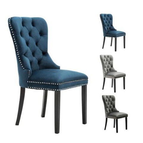 Hotel Furniture Upholstered Fabric, Blue Tufted Dining Room Chairs