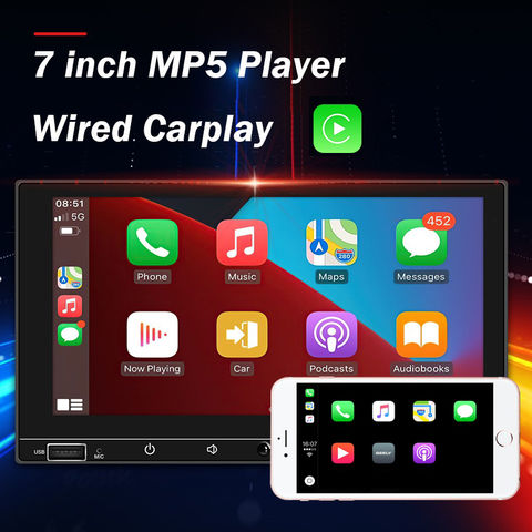 Universal 2 Din 7 HD Touch Screen Car Stereo Radio with Apple Carplay  Android Auto System Car MP5 Player Bluetooth FM USB Charging Mirror Link,  with 4 LED Backup Camera 