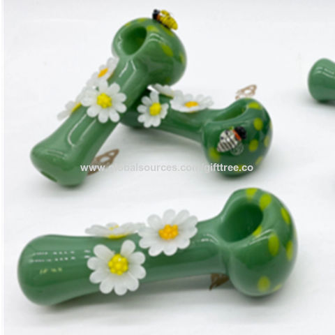 Glass Tobacco Daisy Bee Pipe, Glass Smoking Pipe, Hand Blown Pipe