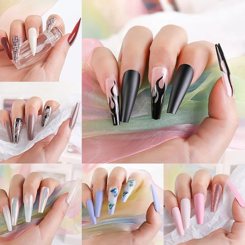 Amazon.com: Extra Long Fake Nails Press on Nails with Candy Colors,Acrylic  Nails for Women And Grils,Thick Full Cover False Nails,Stick on Nails Press  on for Nail Art Decoration24Pcs (style1) : Beauty &