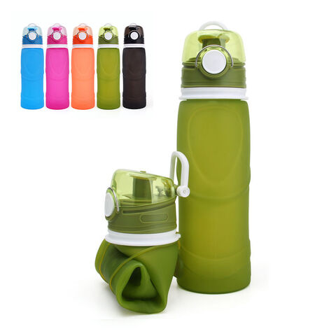 Neue 2,2L Half Gallon Wasserflasche mit Aufbewahrungshülle und Deckel mit Strohhalm, BPA-frei, modische faltbare Silikon-Wasserflasche