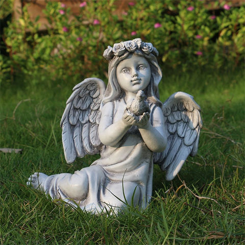 Ange Sculpture Décor De Jardin, Ange Solaire Résine Extérieure