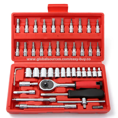 46-teiliger Maulschlüssel-Satz, Auto-Reparatur-Set, Steckschlüssel