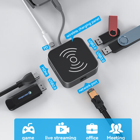محطة إرساء متميزة متعددة الوظائف للشحن اللاسلكي و USB 3.0 HDMIPD للكمبيوتر المحمول