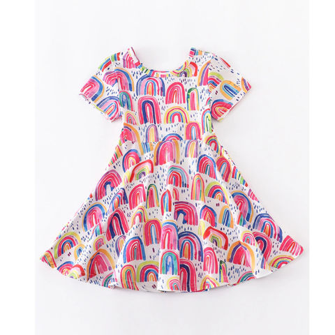 Buy Standard Quality China Wholesale Wholesale Baby Girl Short Sleeves  Dresses Summer Children Rainbow Twirl Dress $0.99 Direct from Factory at  Yiwu City Yiyuan Apparel Co., Ltd.