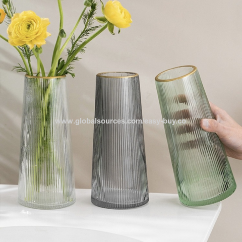 Buy China Wholesale Glass Vases Gold Tracing Vase Transparent Glass ...