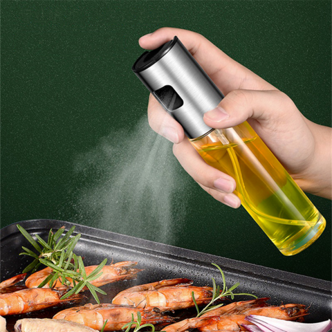 Pulvérisateur d'Huile en Verre de Qualité Alimentaire, Distributeur en Acier Inoxydable, Bouteille Pulvérisateur d'Huile d'Olive, Pompe, Pot à Huile for sale at factory direct price