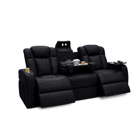 Sofa Black Nappa Leather 3 Seat Home, Leather Reclining Theater Sofa