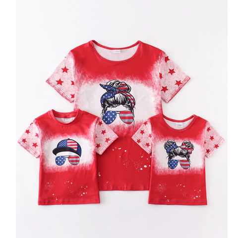 Buy Wholesale China Summer Short Sleeves Mommy And Doughter Son Matching 4th  July Red Tie Dyed Star Family Shirt & T Shirts at USD 0.99