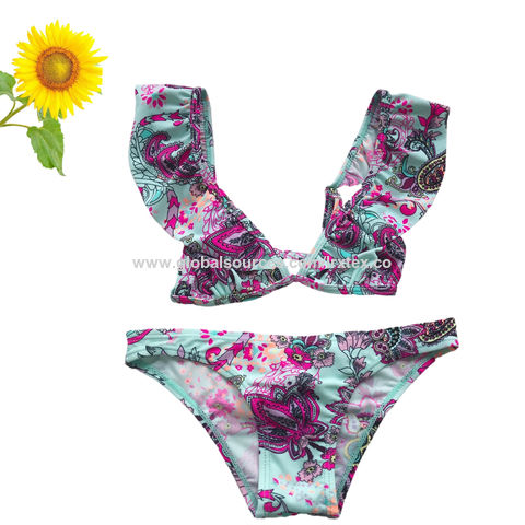 Wholesale Girl's Print Sunflower Floral Swimsuit One-Piece Halter  Children's Swimwear - China Swimwear and Girl's Swimwear price