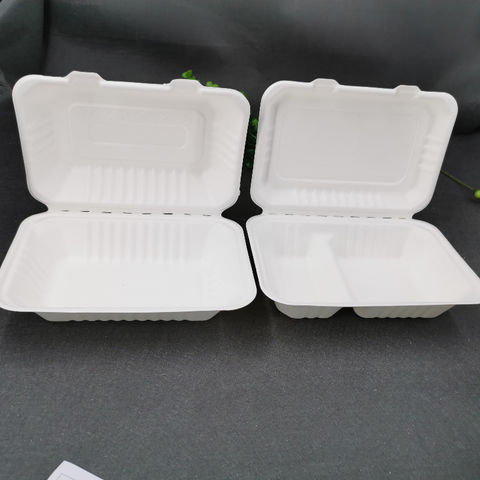 Wholesale Disposable 600ml Sugarcane Bagasse Clamshell Box Food ...