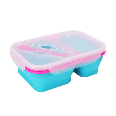 Eco One Durable and Reusable 3 Sections Collapsible Bento Lunch Box Purple