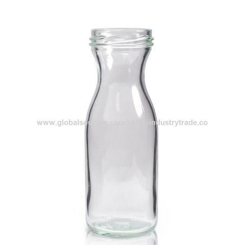 Wholesale clear 200ml glass juice bottle with lid bulk