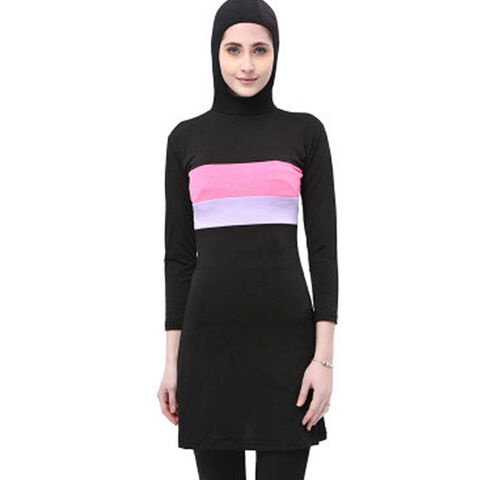 Traje de baño de cobertura total, parte superior de manga larga, pantalones largos, hijab desmontable a juego para musulmanas for sale at factory direct price