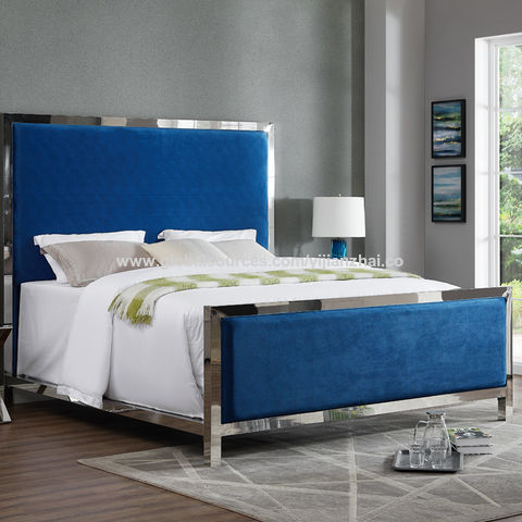 Luxury Modern Stainless Steel Frame, Luxury Fabric King Bed Frame