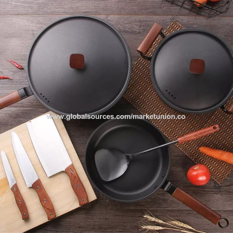 Buy Wholesale China Induction Safe Cookware Set, Healthy Ceramic Nonstick  Pots And Pans Set, 6 Piece, Green, Wood Handle & Cookware Set at USD 16.67