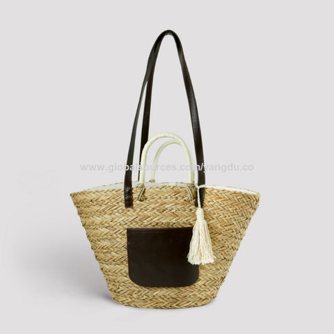 Bolsos de playa hechos a mano con paja marina, bolsas de compra al por mayor
