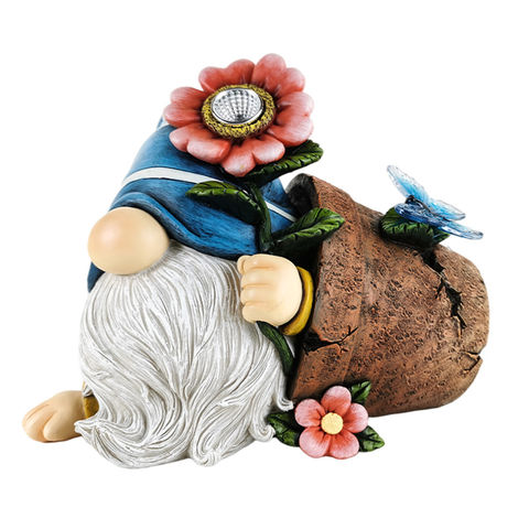 Buy Wholesale China Garden Gnome Lying White Beard Flower Pot Solar ...