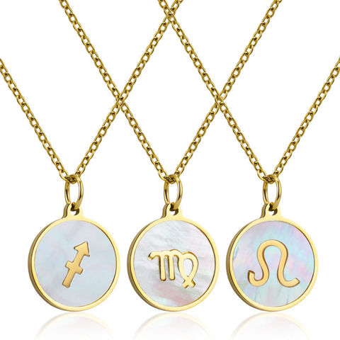 Gold Zodiac Pendant Necklace - Horoscope Pendant – Carrie Elizabeth
