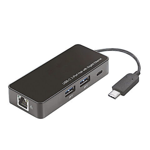 Adaptador USB 3.0/C para Ethernet RJ45 & Hub USB 3.0/C & 2xUSB 3.0/A, comprimento do cabo 6cm