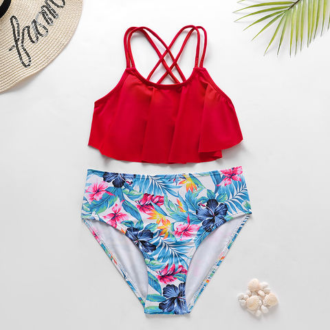 Buy Wholesale China 2022 Leaf Print Children One Pieces Kids Swimwear ...