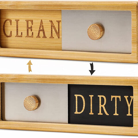 Bamboo Dishwasher Magnet Dirty Clean Dishwasher Magnets No-Scratch Clean  Dirty Sign Indicator For Dishwasher