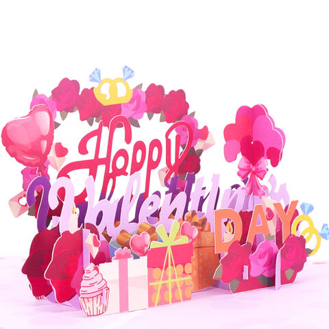Cartes de vœux pop-up 3D "Je t'aime" Cadeau de Saint-Valentin pour enfants - Cartes pop-up personnalisées en gros
