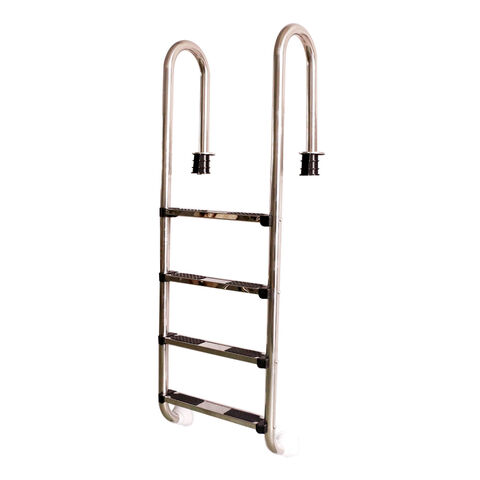 Zelsius V2A stainless steel pool and swimming pool ladder for swimming pool with 4 steps with 3 or 4 steps with anti-slip rubber pads on the rungs