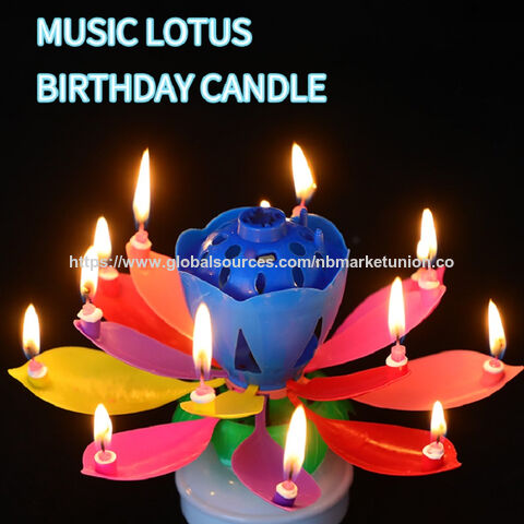 Vela de Cumpleaños Musical con Flor de Loto Giratoria y Colorida para Pastel de Fiesta - Venta al por mayor for sale at factory direct price