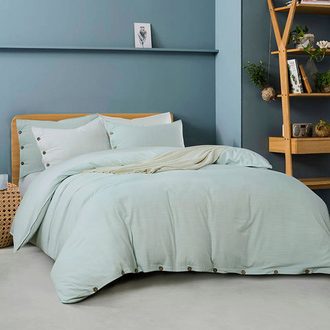 Linen Stone Washed Comforter Bed Set, Solid Color Linen Duvet Cover