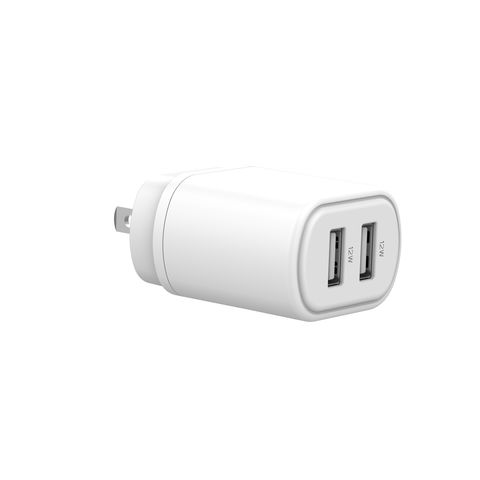 شاحن حائط USB-A بقوة 12 واط، محول شاحن هاتف خلوي عالمي بمنفذ مزدوج for sale at factory direct price