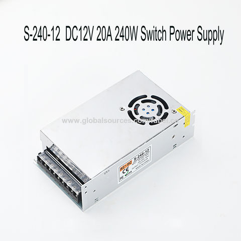 240W Regulated Universal Driver Switch Power Supply with 1 Fan 12V DC 20A 250W 