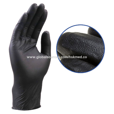 Black Nitrile Gloves 6-MIL THICK SNAKESKYN industrial grade Latex Free & Powder Free textured grip aka snakeskin 