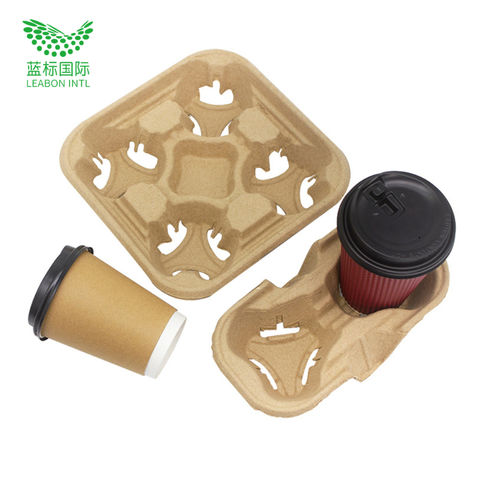 Two Cups of Coffee Pulp Tray Takeaway Beverage Cup Holder - China