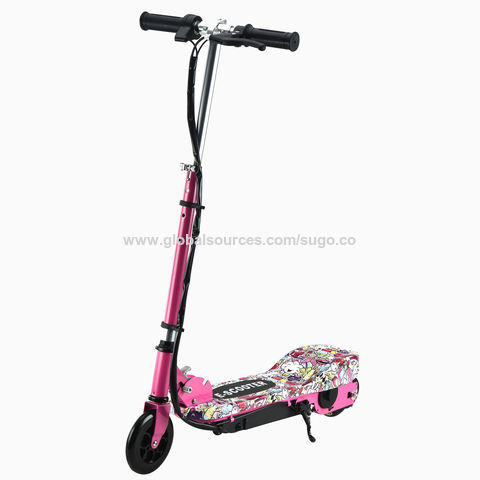 Kids Electric Scooter Pink 120w Ride On Battery Childrens Adjustable Fast Bike 