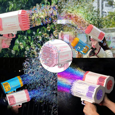 Bubble Machine 69 Holes LED Bubble Gun Toys Children's Rechargeable Version