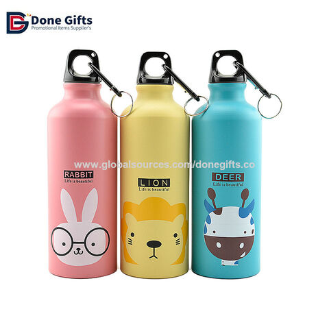 600 ml Aluminium Wasserflasche mit Karabiner, kundenspezifischer Logodruck, Aluminium Trinkflasche für Kinder
