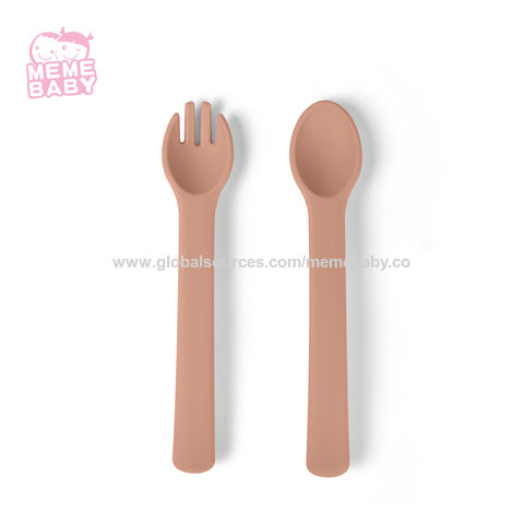 Baby Spoon & Fork Toddler Utensils Self Feeding Silicone Training Cutlery  Set