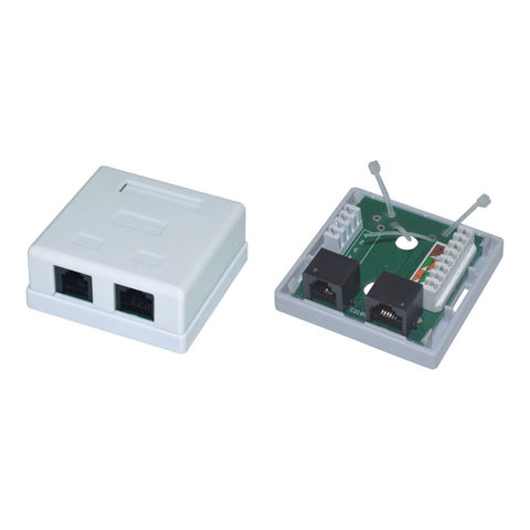 Aufputzdose 2 Port UTP Cat.5e RJ45+RJ11 PCB Buchse - Netzwerkanschlussdose for sale at factory direct price