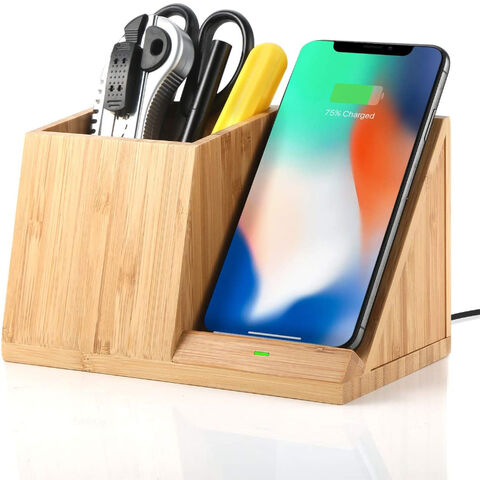 Buy Wholesale China Bamboo Portable Desk Organizer Phone Charger Bamboo ...
