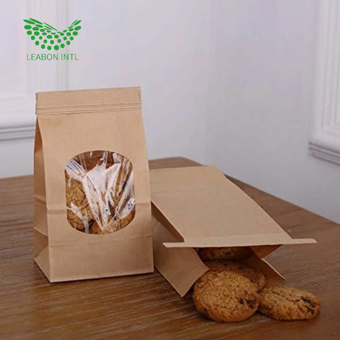 Eco-Friendly Brown Kraft Paper Clear Plastic Window Packing Pouch - China  Cookie Bag, Bread Bag
