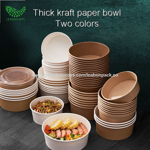 Buy Wholesale China 750ml Kraft Paper Bowl Salad Bowl Secure Clear Lids  Eco-friendly Microwavable Round Food Containers & 750ml Kraft Paper Salad  Bowl at USD 0.02