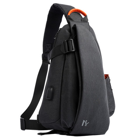US Men Canvas Messenger Shoulder Bag Sling Chest Pack Crossbody Cycle & USB Port 
