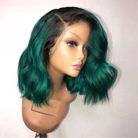 Buy Wholesale China Green Ombre Bob Lace Front Wigs Human Hair Pre Plucked  Blue Red Grey Pink Short Bob Wigs For Black & Frontal Hair Wigs at USD   | Global Sources