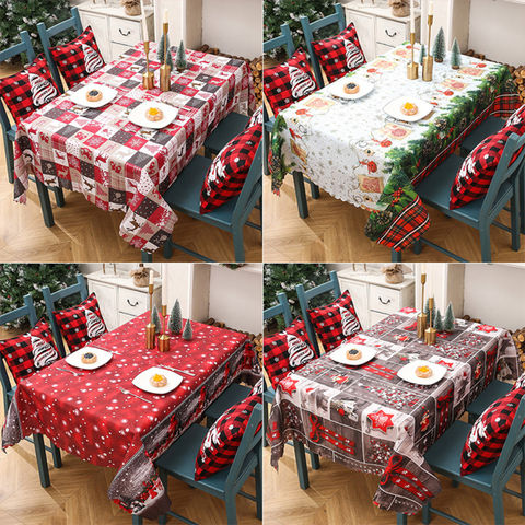 Lenfesh Tablecloth,Christmas Table Cloth Print Rectangle Table Cover Holiday Party Home Decor