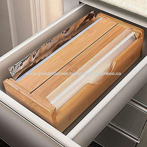 Bamboo Plastic Wrapping Film Dispenser Sturdy and Reusable Parchment Paper  Wrapping Plastic Dispenser