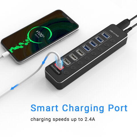 Hub USB Alimenté - ACASIS 7 Ports 36W USB 3.0 Hub de Données