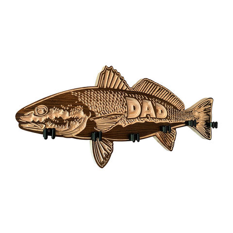 Fish Shape Decoration Other Fishing Products Wooden Wall Storage