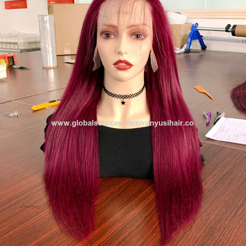Buy Wholesale China Wholesale Price Cheap Indian Human Hair 22 Inches 99j  Straight Lace Frontal Wig Fast Shipping & Long Hair Wig For Women at USD 69  | Global Sources